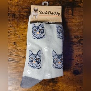 Sock Daddy socks with-grey tabby cat/grey socks